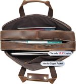 Large Leather Business Briefcase for Men 18" Napa Leather Laptop Case Messenger Bag Fits 17.3" Laptop (Black) - Image 5